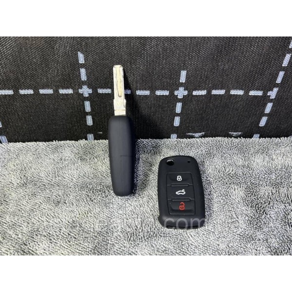 Silicone case for Volkswagen VAG VW key (silicone case for Volkswagen key) 3 buttons Black