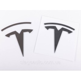 TESLA emblem 80x77 mm badge, sticker, logo on the hood trunk lid Tesla chrome