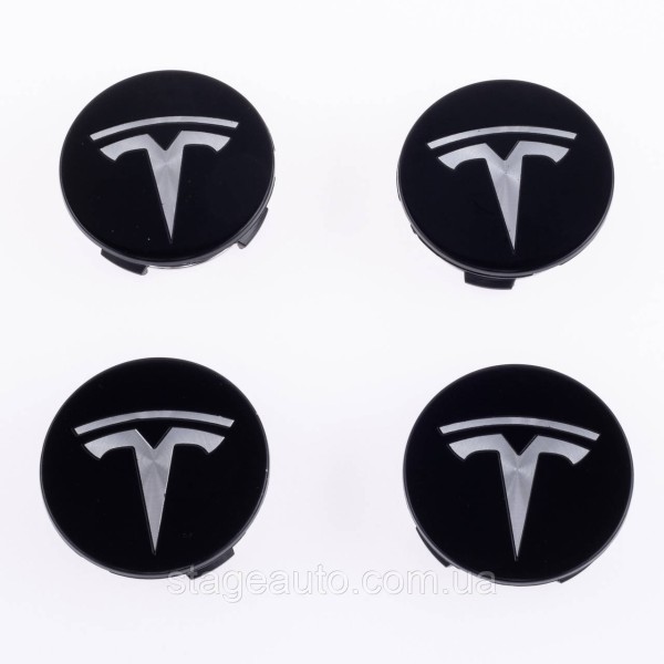 Caps plugs for alloy wheels TESLA Tesla 58 mm Black 6005879-00-A, TLB0011 set