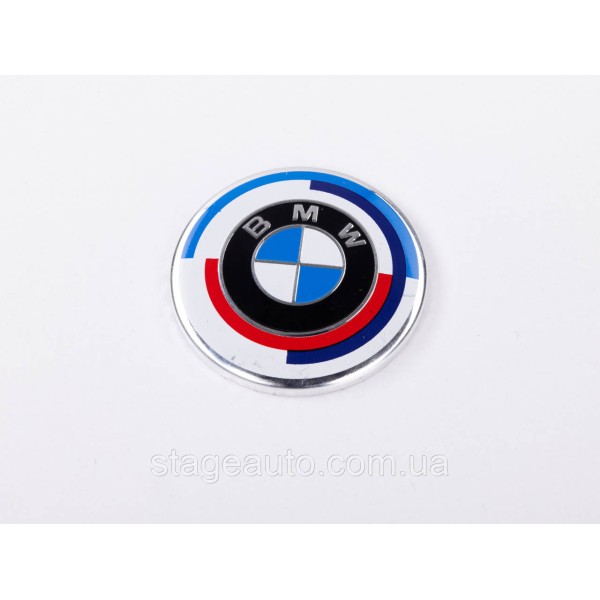 Emblem in the steering wheel BMW BMW 45 mm Anniversary 50 years Motorsport Tricolor