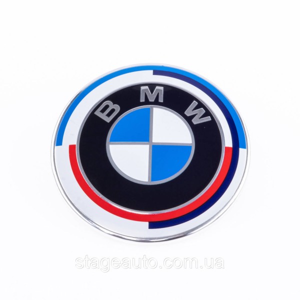 BMW Emblem 82mm Anniversary 50 years Motorsport Tricolor