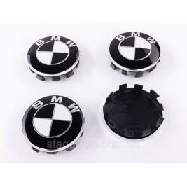 Caps plugs for alloy wheels BMW 56mm classic white black set