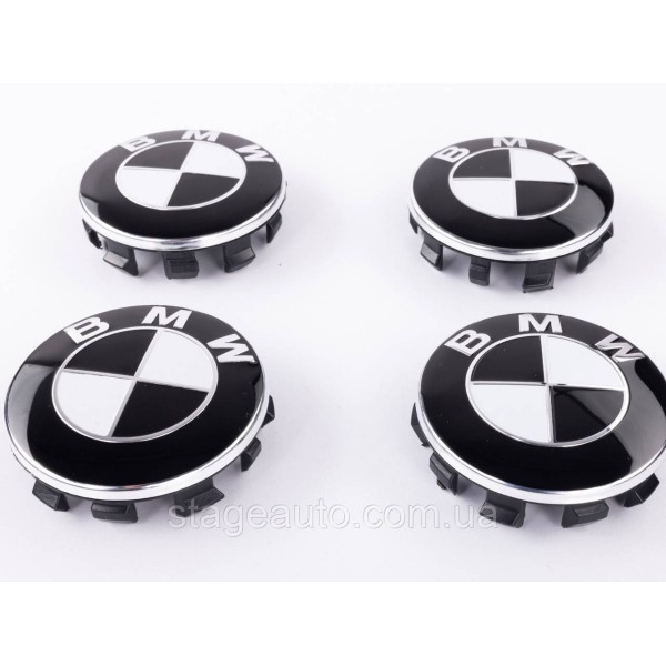 Caps plugs for alloy wheels BMW 56mm classic white black set