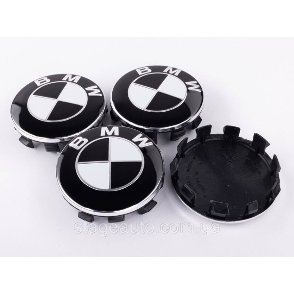 Caps plugs for alloy wheels BMW 56mm classic white black set
