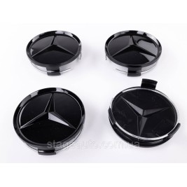 Caps plugs for alloy wheels Mercedes-Benz Mercedes 75 mm OLD Black gloss