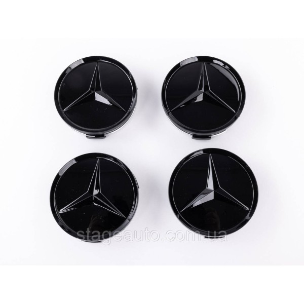 Caps plugs for alloy wheels Mercedes-Benz Mercedes 75 mm OLD Black gloss
