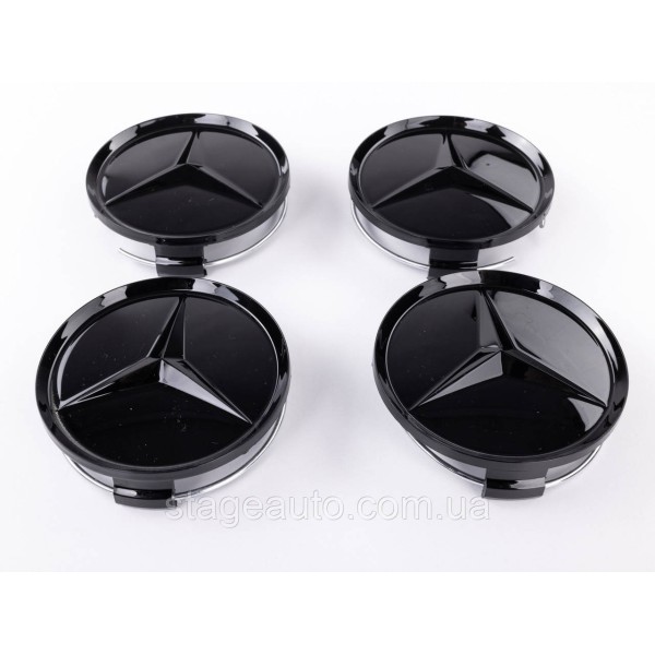 Caps plugs for alloy wheels Mercedes-Benz Mercedes 75 mm OLD Black gloss