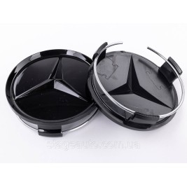 Caps plugs for alloy wheels Mercedes-Benz Mercedes 75 mm OLD Black gloss