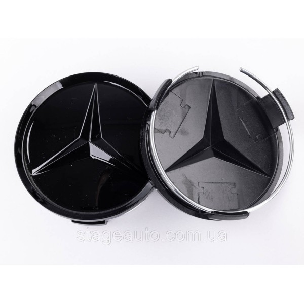 Caps plugs for alloy wheels Mercedes-Benz Mercedes 75 mm OLD Black gloss