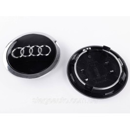 Caps plugs for alloy wheels Audi Audi 69 mm Black with chrome rim 4B0601170A