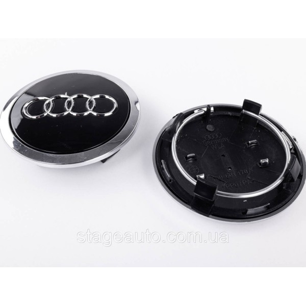 Caps plugs for alloy wheels Audi Audi 69 mm Black with chrome rim 4B0601170A