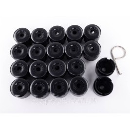 VW Volkswagen Bolt Caps 19mm, Black. Set of 20 Touareg Transporter, Nut Caps