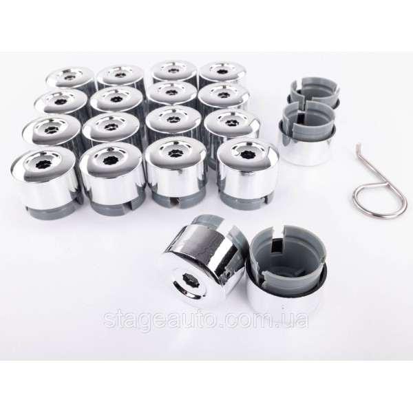 VW Volkswagen Bolt Caps 19mm, Chrome. Set of 20 Touareg Transporter, Nut Caps