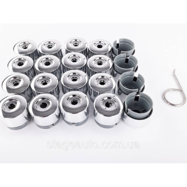 VW Volkswagen Bolt Caps 19mm, Chrome. Set of 20 Touareg Transporter, Nut Caps