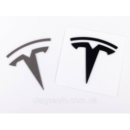 TESLA emblem 80x77 mm badge, sticker, logo on the hood trunk lid Tesla black