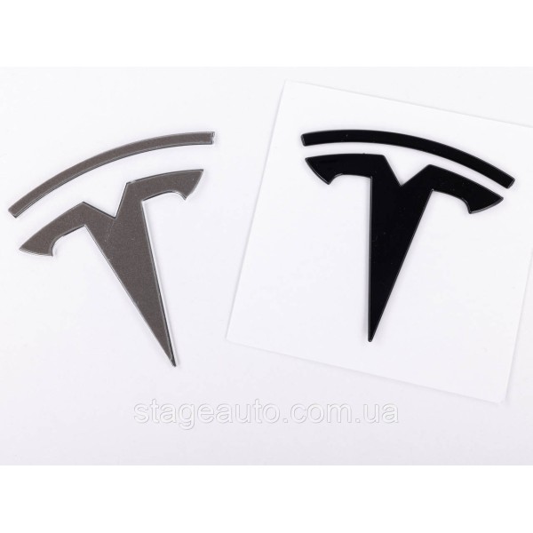 TESLA emblem 80x77 mm badge, sticker, logo on the hood trunk lid Tesla black