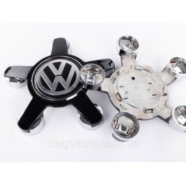 Ковпачки заглушки на литі диски Ауді з логотипом VW Volkswagen 135 мм зірка, чорні 4F0601165N