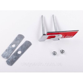 Emblem nameplate R line in the radiator grille VW Volkswagen Volkswagen badge R line chrome red