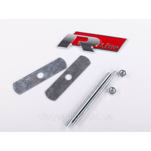 Emblem nameplate R line in the radiator grille VW Volkswagen Volkswagen badge R line chrome red