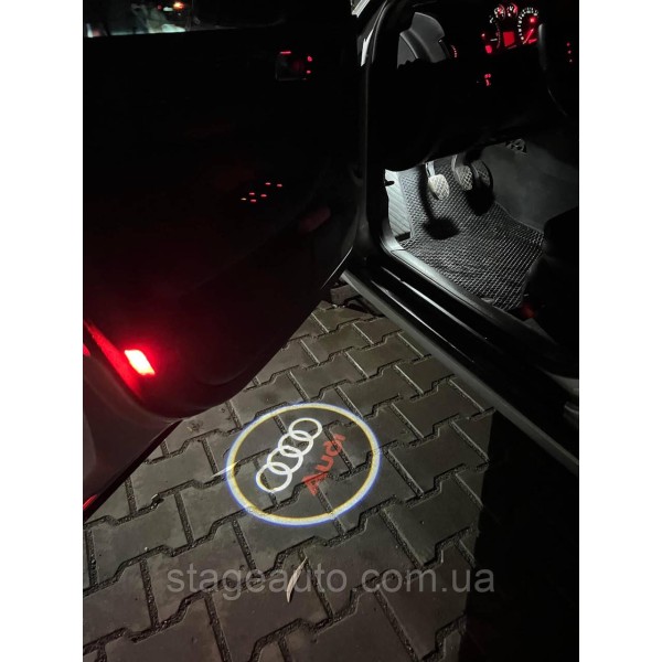 Проектор підсвічування логотипу для дверей з логотипом Audi Ауді + Напис A3 A4 A5 A6 A7 A8 Q7 Q5 Q3