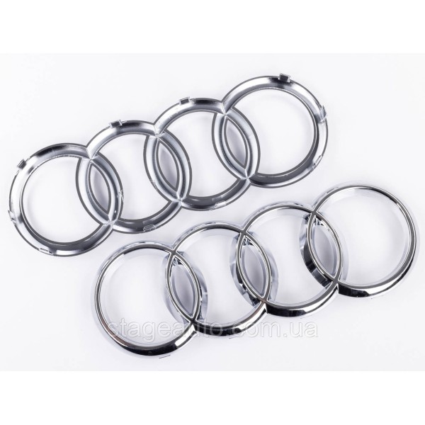 Front Audi emblem Audi A1 (8X) 2010-2018, A4 (B7) 2004-2008 - Chrome 263x87 mm Chrome rings