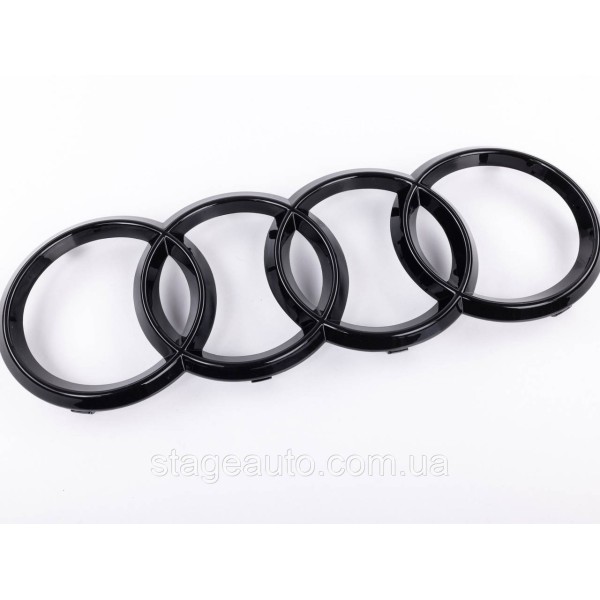 Front emblem Audi Audi A1 (8X) 2010-2018, A4 (B7) 2004-2008 - Black gloss 263x87 mm Black rings
