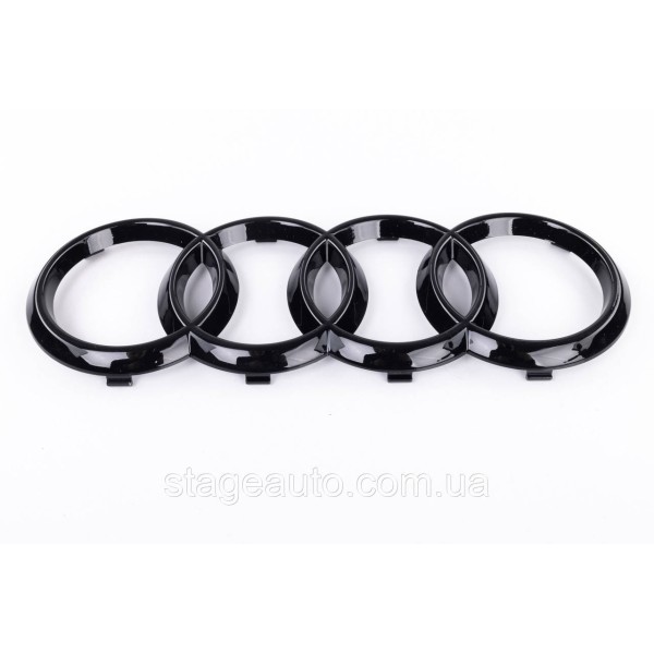 Front emblem Audi Audi A1 (8X) 2010-2018, A4 (B7) 2004-2008 - Black gloss 263x87 mm Black rings