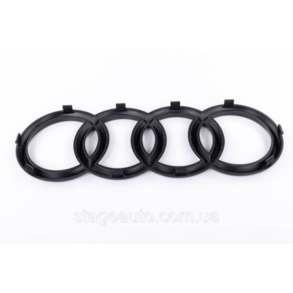 Front emblem Audi Audi A1 (8X) 2010-2018, A4 (B7) 2004-2008 - Black gloss 263x87 mm Black rings