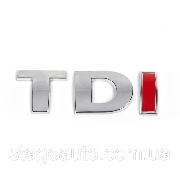 Emblem sticker for trunk lid TDI VW Volkswagen 72x25 mm Chrome + I red
