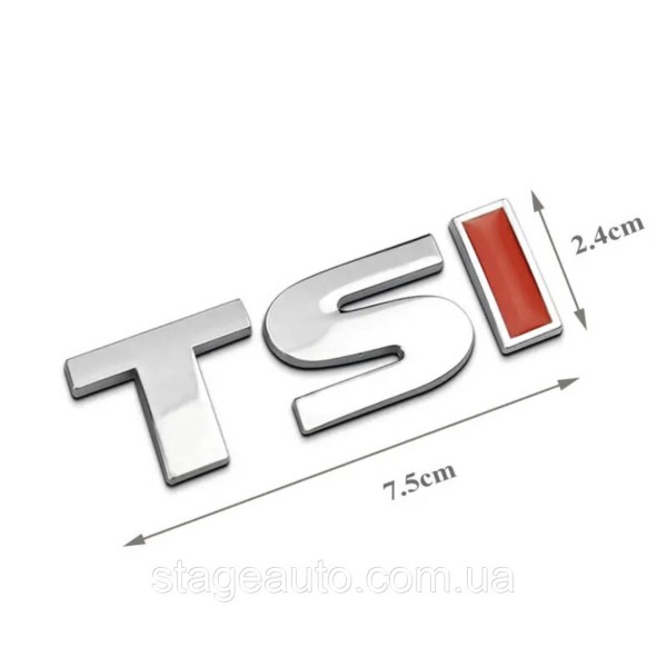 Emblem sticker on the trunk lid TSI VW Volkswagen 72x25 mm Chrome + I red