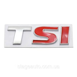 Emblem sticker on the trunk lid TSI VW Volkswagen 72x25 mm Chrome + SI red