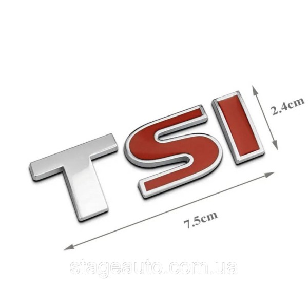 Emblem sticker on the trunk lid TSI VW Volkswagen 72x25 mm Chrome + SI red