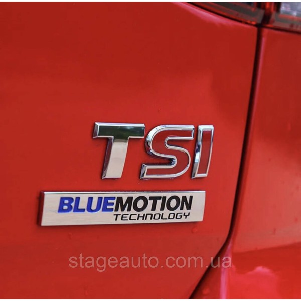 Emblem sticker on the trunk lid TSI VW Volkswagen 72x25 mm Chrome + SI red
