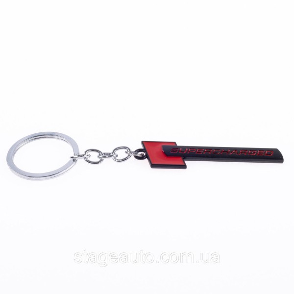 Supercharged Keychain for Audi Car Keys Black Red Metal