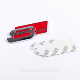 Emblem, badge, sticker AUDI S-line Audi Chrome red