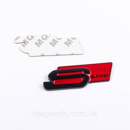 Emblem, badge, sticker AUDI S-line Audi Chrome black red