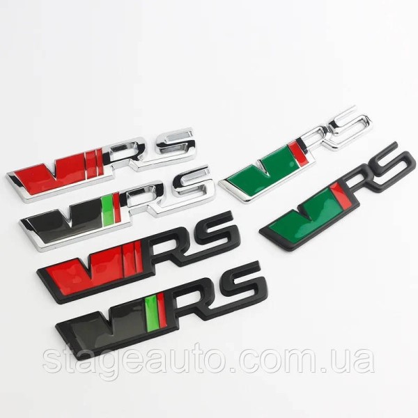 VRS emblem nameplate for Skoda trunk lid Skoda sticker VRS chrome + green