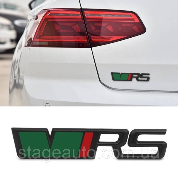 VRS emblem nameplate for Skoda trunk lid Skoda sticker VRS chrome + green