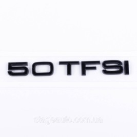 Емблема задня наклейка на кришку багажника 50 TFSI Audi Ауді Чорний глянець 182x22 mm