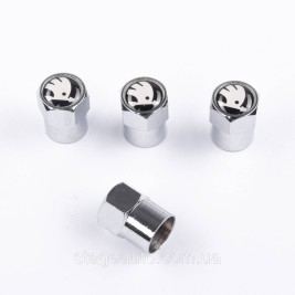 Protective caps for Skoda nipples 4 pcs with logo 4 pcs Chrome