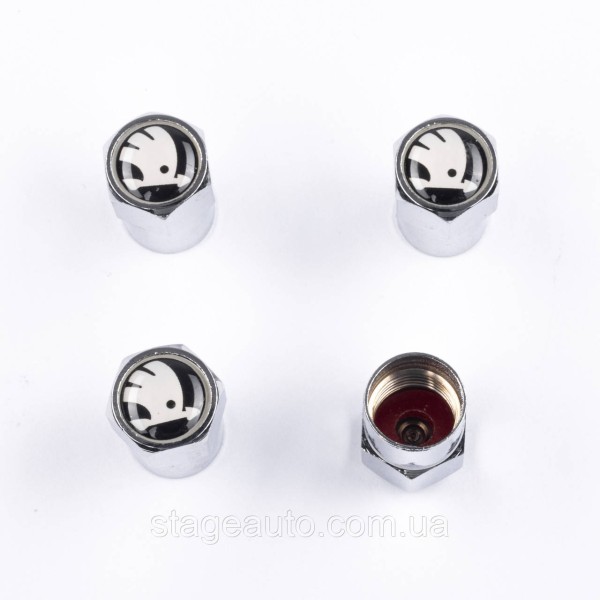 Protective caps for Skoda nipples 4 pcs with logo 4 pcs Chrome