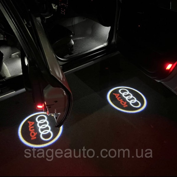 Проектор підсвічування логотипу для дверей з логотипом Audi Ауді + Напис A3 A4 A5 A6 A7 A8 Q7 Q5 Q3