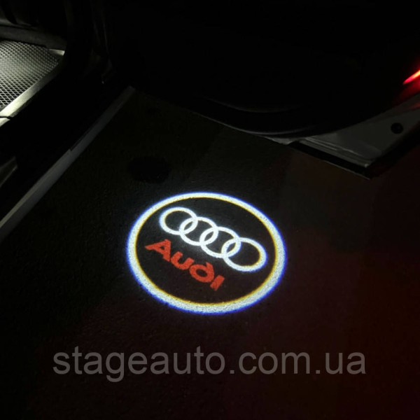 Проектор підсвічування логотипу для дверей з логотипом Audi Ауді + Напис A3 A4 A5 A6 A7 A8 Q7 Q5 Q3