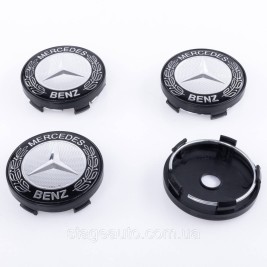 Ковпачки заглушки на литі диски Mercedes Benz Мерседес 60 мм сріблясті чорні