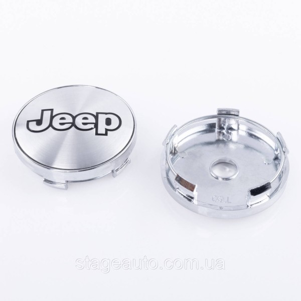 Ковпачки заглушки на литі диски Jeep Джип 60 мм Сірий Хром