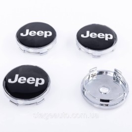 Ковпачки заглушки на литі диски Jeep Джип 60 мм Чорні Хром