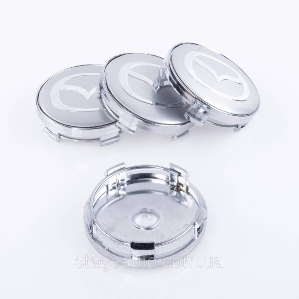 Caps plugs for alloy wheels Mazda Mazda 60 mm Gray Chrome