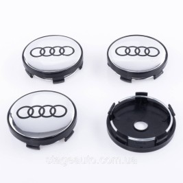 Caps plugs for alloy wheels Audi Audi 60 mm Chrome + Black