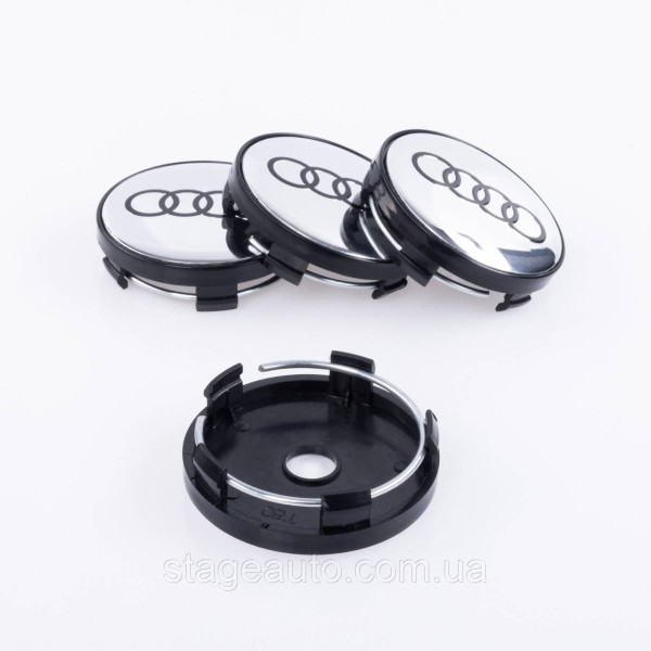 Caps plugs for alloy wheels Audi Audi 60 mm Chrome + Black