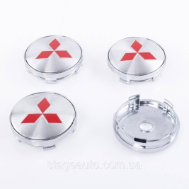 Ковпачки заглушки на литі диски Mitsubishi Mitsubishi 60 мм Сірий Хром